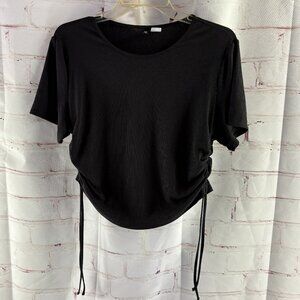Divided H&M Black Ribbed Cinched Sides Women's Top / Blouse XL